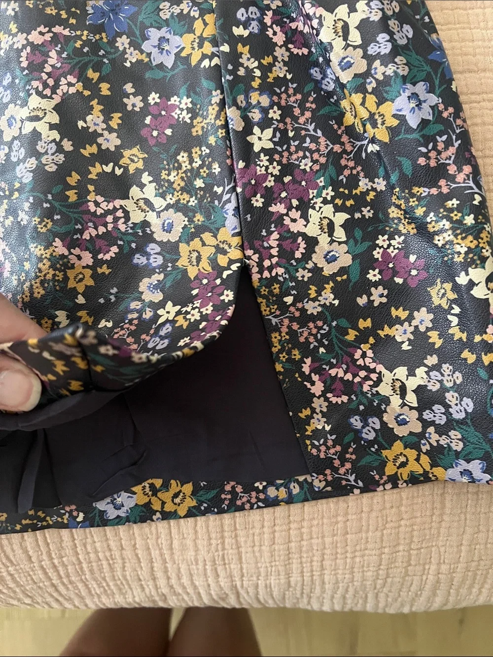Maeve by Anthropologie Pleather Floral Mini Skirt